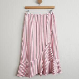 NWT Ted Baker Coryn Midi Skirt Asymmetric Ruffle Striped High Waist Ted Baker 1